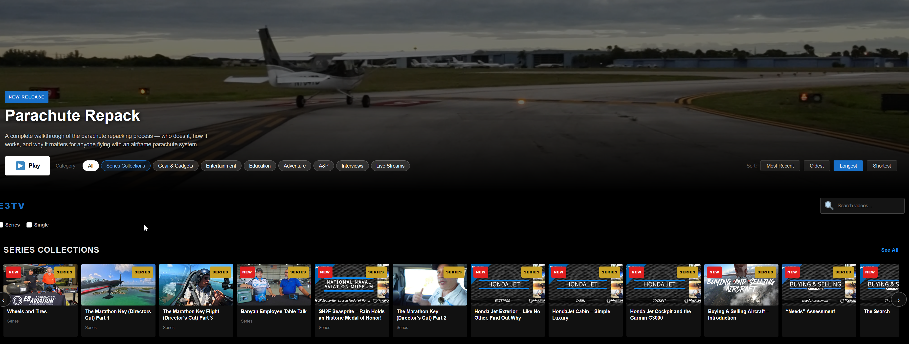 E3 TV — Parachute Repack series detail page